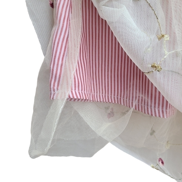 Cream Layered Tulle Skirt with 3D Flowers and Elastic Waistband, Size Small - Picture 7 of 11